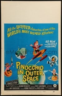 3p167 PINOCCHIO IN OUTER SPACE WC 1965 great sci-fi cartoon artwork, explore new worlds of wonder!