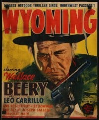 3p230 WYOMING WC 1940 great different close up art of cowboy Wallace Beery with smoking gun, rare!