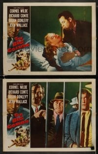 3r888 BIG COMBO 2 LCs 1955 great images of Cornel Wilde and Jean Wallace, classic film noir!