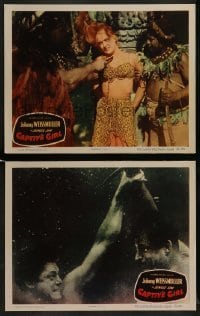 3r896 CAPTIVE GIRL 2 LCs 1950 Johnny Weissmuller as Jungle Jim battles to save Leopard Girl, Crabbe!