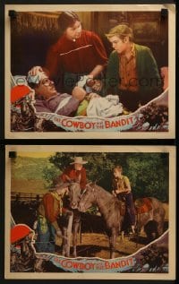 3r903 COWBOY & THE BANDIT 2 LCs 1935 both with young western cowboy Bobby Nelson, great border art!