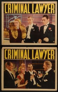 3r908 CRIMINAL LAWYER 2 LCs 1936 Lee Tracy & sexy blonde Margot Grahame!