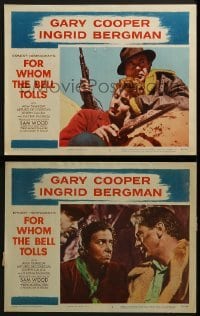 3r934 FOR WHOM THE BELL TOLLS 2 LCs R1957 Gary Cooper & Ingrid Bergman, Ernest Hemingway!