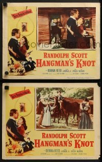 3r940 HANGMAN'S KNOT 2 LCs 1952 Randolph Scott, Donna Reed, Claude Jarman Jr.