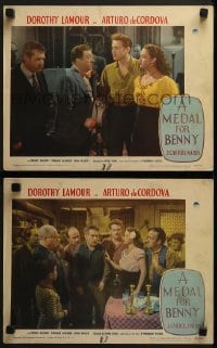 3r959 MEDAL FOR BENNY 2 LCs 1945 far shot of Dorothy Lamour with lots of soldiers at ceremony!