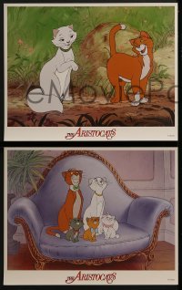 3r032 ARISTOCATS 8 LCs R1987 Walt Disney feline jazz musical cartoon, great colorful images!