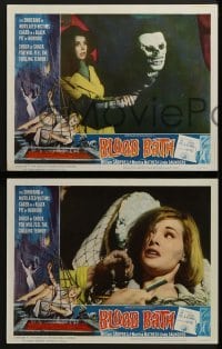 3r056 BLOOD BATH 8 LCs 1966 AIP, William Campbell, Marrisa Mathes, Lori Saunders, cool border art!