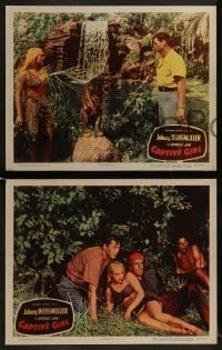 3r793 CAPTIVE GIRL 3 LCs 1950 Johnny Weissmuller as Jungle Jim battles to save Leopard Girl, Crabbe!