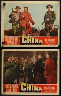 3r796 CHINA 3 LCs 1943 Alan Ladd, William Bendix & Loretta Young with war refugees!