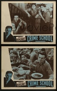 3r679 CRIME SCHOOL 4 LCs R1956 Humphrey Bogart, The Dead End Kids turn into tomorrow's killers!