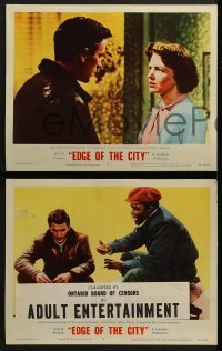 3r687 EDGE OF THE CITY 4 LCs 1956 Cassavetes, Poitier, you'll watch it from the edge of your seat!