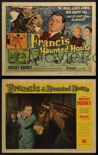 3r128 FRANCIS IN THE HAUNTED HOUSE 8 LCs 1956 Mickey Rooney with the talking mule, wacky horror!