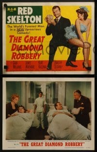 3r148 GREAT DIAMOND ROBBERY 8 LCs 1953 daffy couple Red Skelton & sexy Cara Williams, cool tc art!