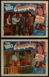 3r153 GUNPLAY 8 LCs 1951 great images of pretty Joan Dixon & Richard Martin, two signed by Tim Holt!