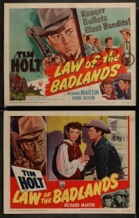 3r185 LAW OF THE BADLANDS 8 LCs 1950 cowboy Tim Holt with gun, Ranger bullets blast bandits!