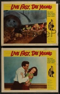 3r827 LIVE FAST DIE YOUNG 3 LCs 1958 classic border art of bad girl Mary Murphy on street corner!
