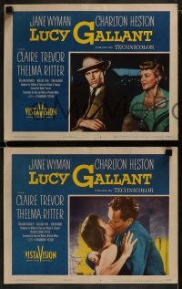 3r197 LUCY GALLANT 8 LCs 1955 cowboy Charlton Heston, Jane Wyman, Thelma Ritter, Wallace Ford