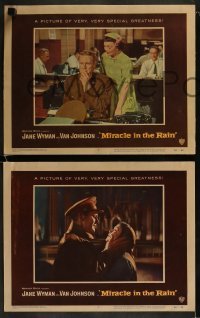 3r215 MIRACLE IN THE RAIN 8 LCs 1956 pretty Jane Wyman, Van Johnson, Peggie Castle, Fred Clark!