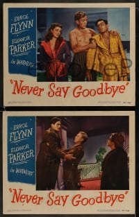 3r839 NEVER SAY GOODBYE 3 LCs 1946 great images of Errol Flynn & pretty Eleanor Parker!