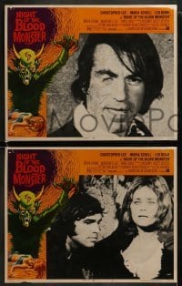 3r449 NIGHT OF THE BLOOD MONSTER 7 LCs 1972 Jess Franco, wacky border art beast & sexy girl!