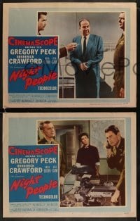3r618 NIGHT PEOPLE 5 LCs 1954 cool images of World War II soldier Gregory Peck, Broderick Crawford!