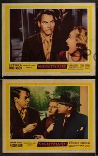 3r729 NIGHTMARE 4 LCs 1956 Edward G. Robinson shocks the screen awake, Cornell Woolrich noir!