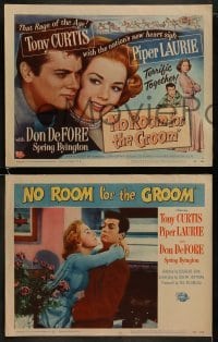 3r233 NO ROOM FOR THE GROOM 8 LCs 1952 Piper Laurie tries to kiss Tony Curtis who isn't having it!