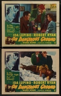 3r619 ON DANGEROUS GROUND 5 LCs 1951 Nicholas Ray noir classic, Robert Ryan & Ida Lupino!