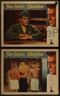 3r544 OUTSIDER 6 LCs 1962 great close up art of Tony Curtis as Ira Hayes of Iwo Jima fame!