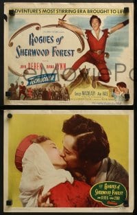 3r271 ROGUES OF SHERWOOD FOREST 8 LCs 1950 Derek as the son of Robin Hood, Alan Hale!