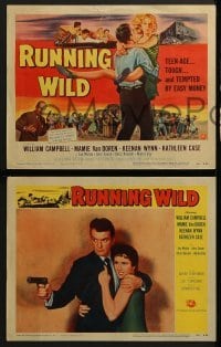 3r273 RUNNING WILD 8 LCs 1955 bad teens William Campbell & sexy Mamie Van Doren, Kathleen Case!