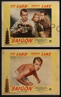 3r633 SAIGON 5 LCs 1948 great images of sexy Veronica Lake & Alan Ladd in Vietnam!