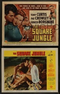 3r310 SQUARE JUNGLE 8 LCs 1956 Pat Crowley, Borgnine, boxing Tony Curtis fighting in the ring!