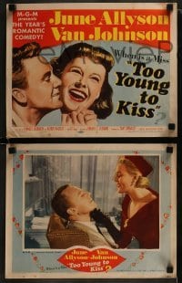 3r348 TOO YOUNG TO KISS 8 LCs 1951 great images of gorgeous June Allyson and Van Johnson!