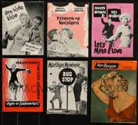 3s316 LOT OF 5 DANISH PROGRAMS AND 1 DANISH MAGAZINE OF MARILYN MONROE MOVIES 1950s-1960s cool!