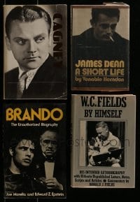 3s171 LOT OF 4 ACTOR BIOGRAPHY HARDCOVER BOOKS 1970s-1980s James Dean, Cagney, Brando, Fields!