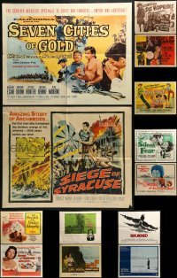 3s232 LOT OF 13 FORMERLY FOLDED HALF-SHEETS 1950s-1960s great images from a variety of movies!