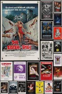 3s028 LOT OF 105 FOLDED ONE-SHEETS 1970s-1980s great images from a variety of different movies!