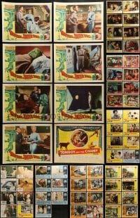 3s085 LOT OF 71 LOBBY CARDS 1960s-1970s complete sets of 8 cards from 8 different movies!