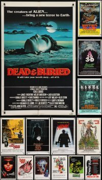 3s079 LOT OF 16 FOLDED HORROR ONE-SHEETS 1970s-1980s great images from a variety of different movies!
