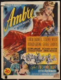 3t220 FOREVER AMBER Belgian 1948 sexy Linda Darnell, Cornel Wilde, directed by Otto Preminger!
