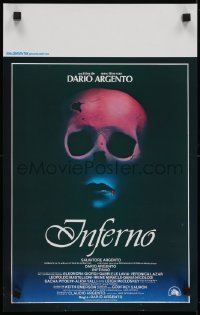 3t228 INFERNO Belgian 1980 Dario Argento horror, really cool skull & bleeding mouth art!