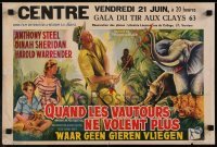 3t229 IVORY HUNTER Belgian 1952 cool art of big game hunters, rhinoceros & elephants in darkest Africa!