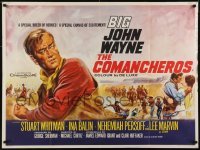 3t280 COMANCHEROS British quad 1962 different art of big John Wayne by Chantrell, Michael Curtiz!
