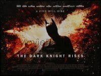 3t281 DARK KNIGHT RISES DS British quad 2012 Christian Bale as Batman, a fire will rise!