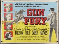 3t296 GUN FURY British quad R1960s different images of cowboy Rock Hudson and top cast~!