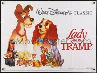 3t302 LADY & THE TRAMP British quad R1990s Disney classic dog cartoon, great art of top cast!