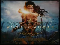 3t341 WONDER WOMAN advance DS British quad 2017 great image of sexiest Gal Gadot in title role!