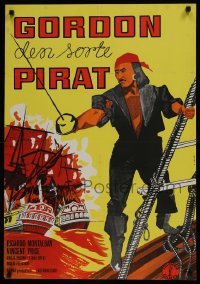 3t051 BLACK PIRATE Danish 1963 Ricardo Montalban, Vincent Price, Orfi, cool pirate action!