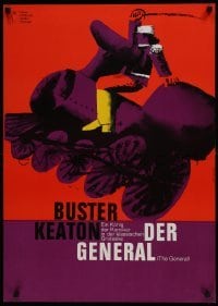 3t498 GENERAL German R1961 cool Hans Hillmann art of Buster Keaton riding train!
